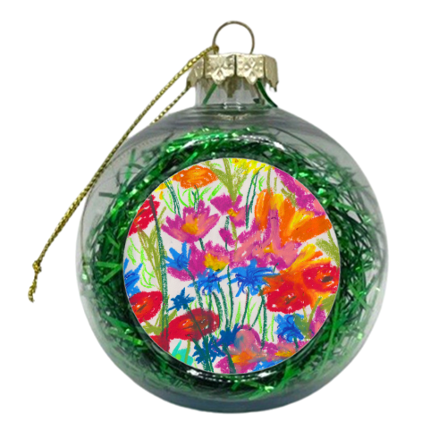 Colourful Flower Meadow - xmas bauble by holly crerar