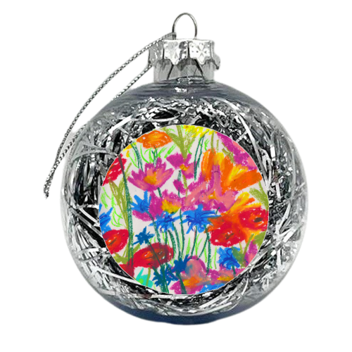 Colourful Flower Meadow - xmas bauble by holly crerar