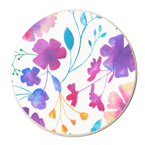 Colourful Fluro Floral Pattern - personalised beer coaster by Dizzywonders