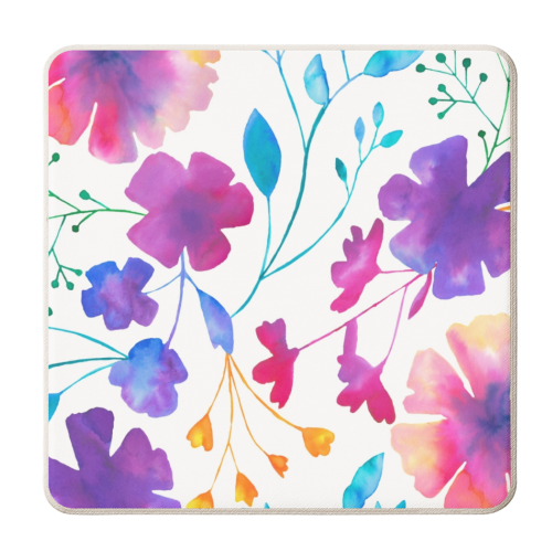 Colourful Fluro Floral Pattern - personalised beer coaster by Dizzywonders