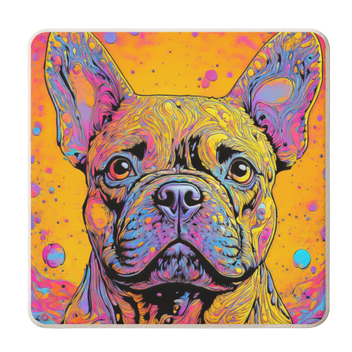 Colourful French Bulldog Marbled Effect Pet Portrait - personalised beer coaster by Adam Regester
