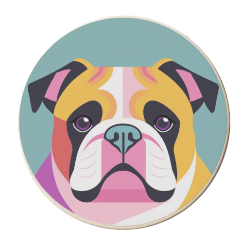 Colourful Graphic Bulldog Portrait - personalised beer coaster by Adam Regester