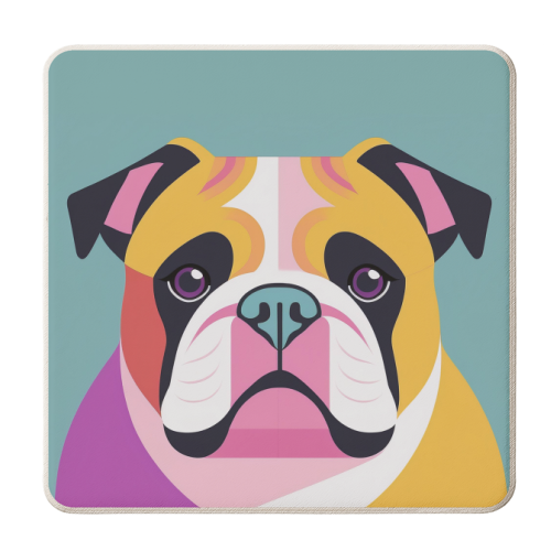 Colourful Graphic Bulldog Portrait - personalised beer coaster by Adam Regester