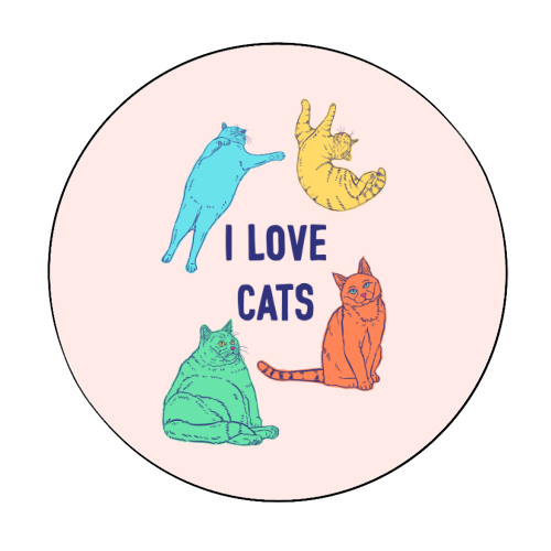 Colourful I Love Cats - Circle Sticker by Adam Regester