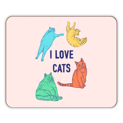 Colourful I Love Cats - designer placemat by Adam Regester