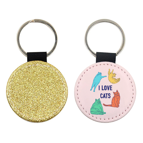 Colourful I Love Cats - keyring by Adam Regester