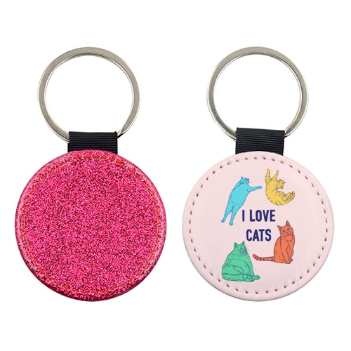 Colourful I Love Cats - keyring by Adam Regester