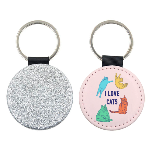 Colourful I Love Cats - keyring by Adam Regester