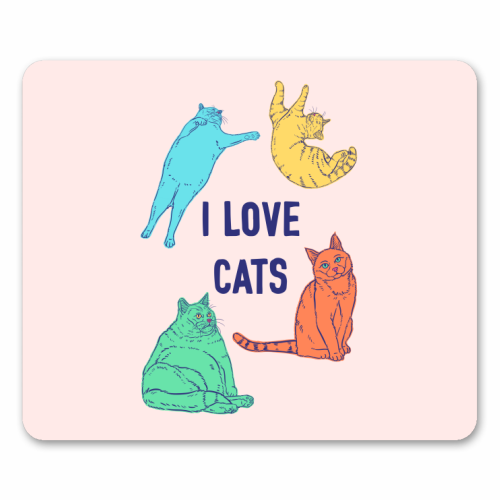 Colourful I Love Cats - mouse mat by Adam Regester