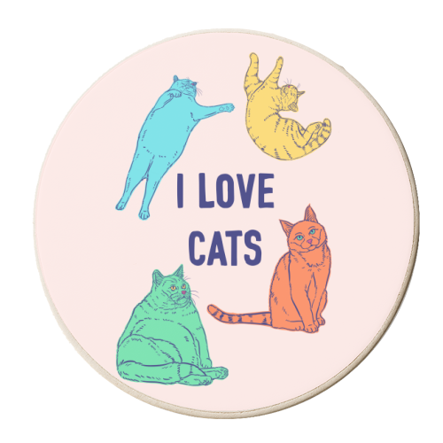 Colourful I Love Cats - personalised beer coaster by Adam Regester