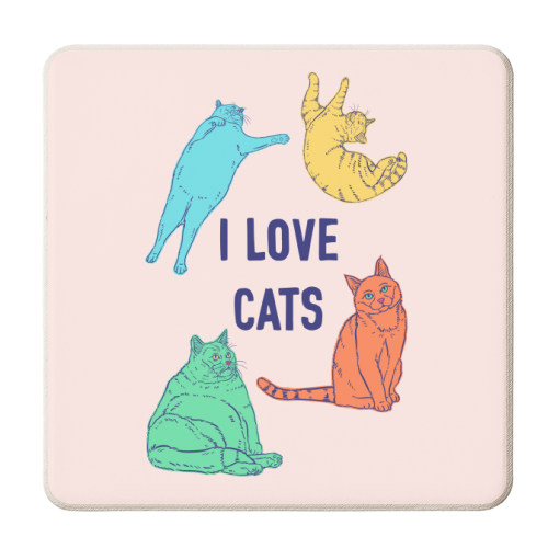 Colourful I Love Cats - personalised beer coaster by Adam Regester