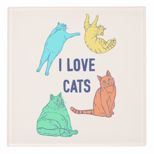 Colourful I Love Cats - personalised beer coaster by Adam Regester