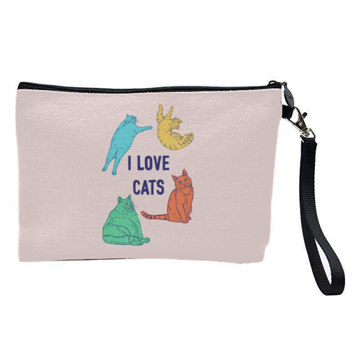 Colourful I Love Cats - pretty makeup bag by Adam Regester