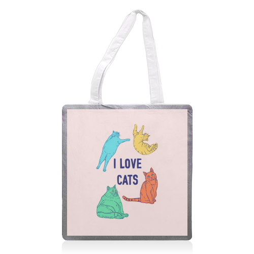 Colourful I Love Cats - printed canvas tote bag by Adam Regester