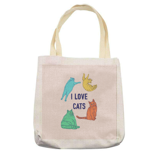 Colourful I Love Cats - printed canvas tote bag by Adam Regester