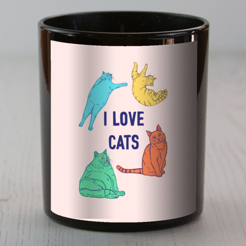 Colourful I Love Cats - scented candle by Adam Regester