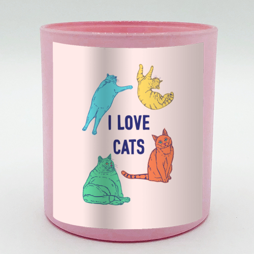 Colourful I Love Cats - scented candle by Adam Regester