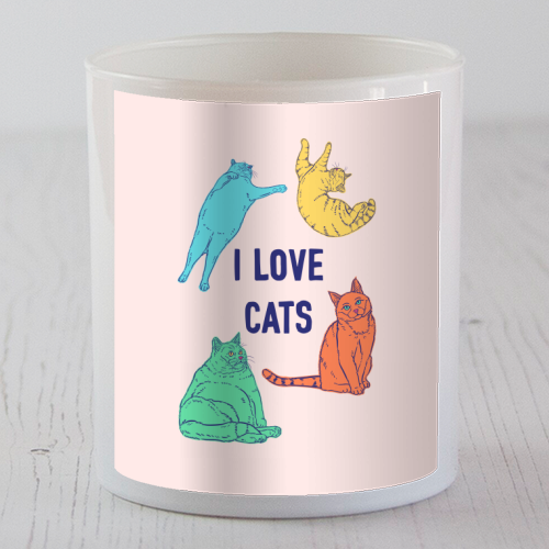 Colourful I Love Cats - scented candle by Adam Regester