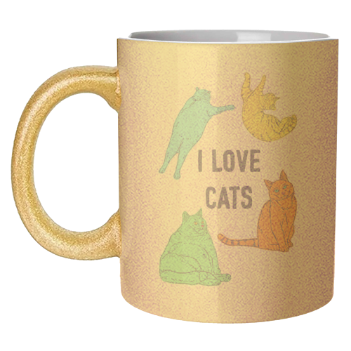 Colourful I Love Cats - unique mug by Adam Regester