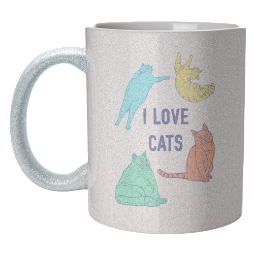 Colourful I Love Cats - unique mug by Adam Regester