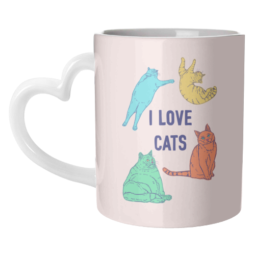 Colourful I Love Cats - unique mug by Adam Regester