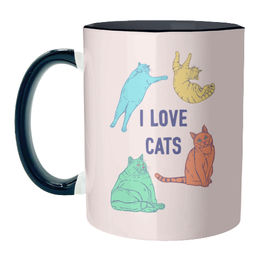 Colourful I Love Cats - unique mug by Adam Regester