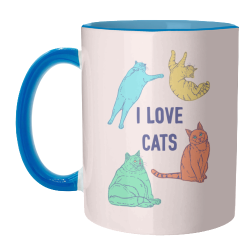 Colourful I Love Cats - unique mug by Adam Regester