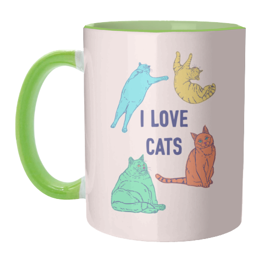 Colourful I Love Cats - unique mug by Adam Regester