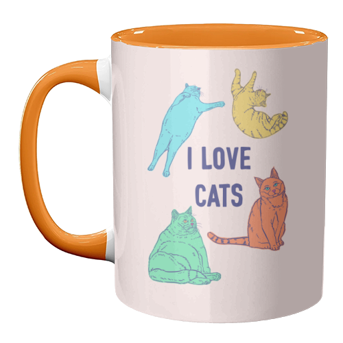 Colourful I Love Cats - unique mug by Adam Regester