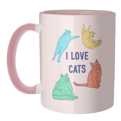 Colourful I Love Cats - unique mug by Adam Regester