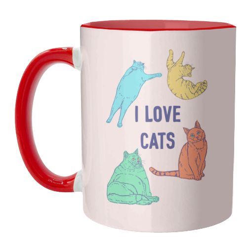 Colourful I Love Cats - unique mug by Adam Regester