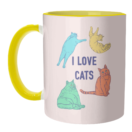 Colourful I Love Cats - unique mug by Adam Regester