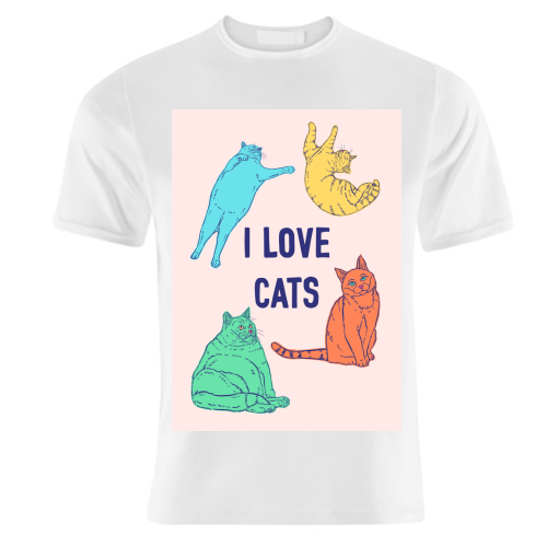Colourful I Love Cats - unique t shirt by Adam Regester