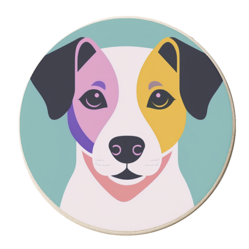 Colourful Jack Russell Dog Portrait - personalised beer coaster by Adam Regester
