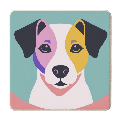Colourful Jack Russell Dog Portrait - personalised beer coaster by Adam Regester