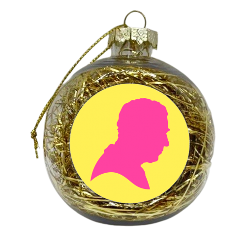 Colourful King Charles Silhouette Portrait - xmas bauble by Adam Regester