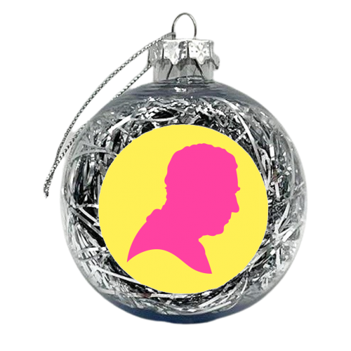 Colourful King Charles Silhouette Portrait - xmas bauble by Adam Regester