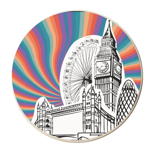 Colourful London Buildings - personalised beer coaster by The Yellow Box