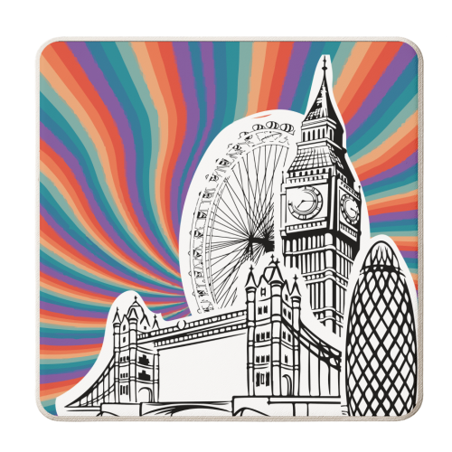 Colourful London Buildings - personalised beer coaster by The Yellow Box