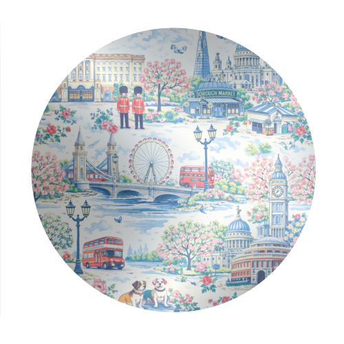 Colourful London Toile - Circle Sticker by Ms Doodle