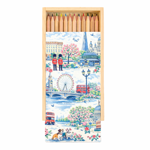 Colourful London Toile - Coloured Pencils with Box by Ms Doodle