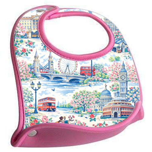 Colourful London Toile - feeding bib by Ms Doodle