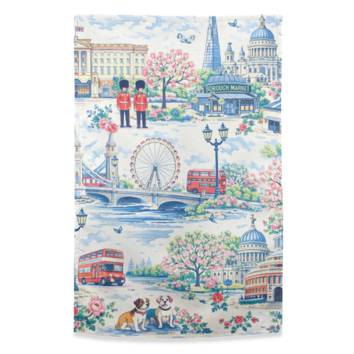 Colourful London Toile - funny tea towel by Ms Doodle