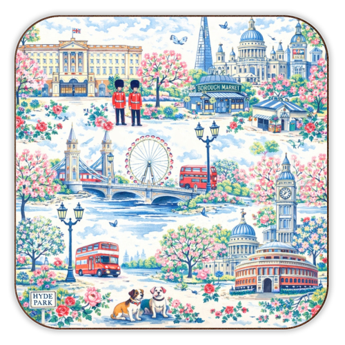 Colourful London Toile - personalised beer coaster by Ms Doodle