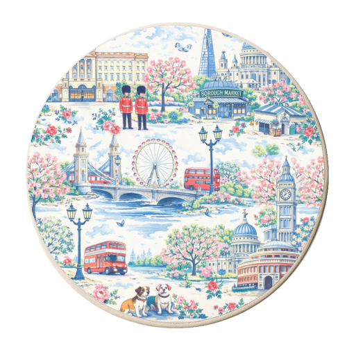 Colourful London Toile - personalised beer coaster by Ms Doodle