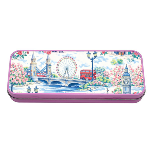 Colourful London Toile - tin pencil case by Ms Doodle