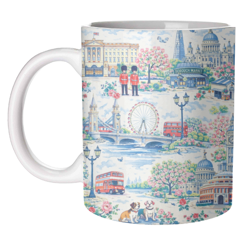 Colourful London Toile - unique mug by Ms Doodle