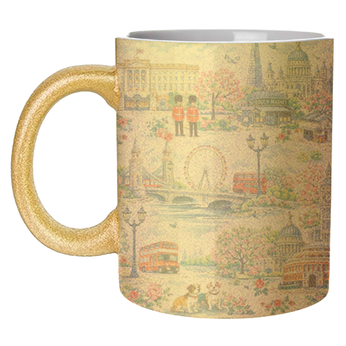 Colourful London Toile - unique mug by Ms Doodle