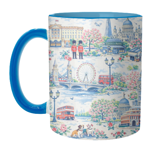 Colourful London Toile - unique mug by Ms Doodle