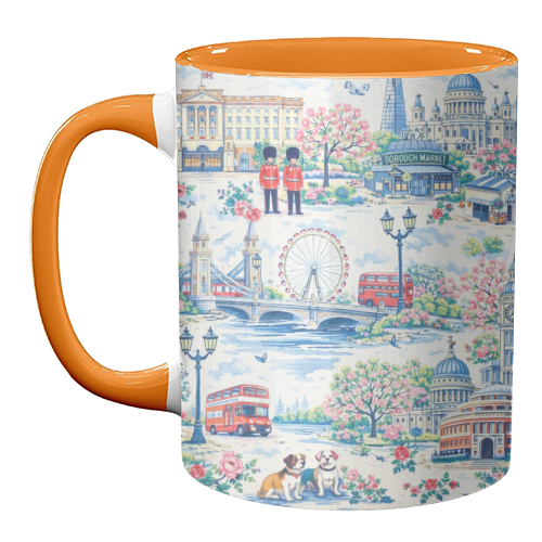 Colourful London Toile - unique mug by Ms Doodle